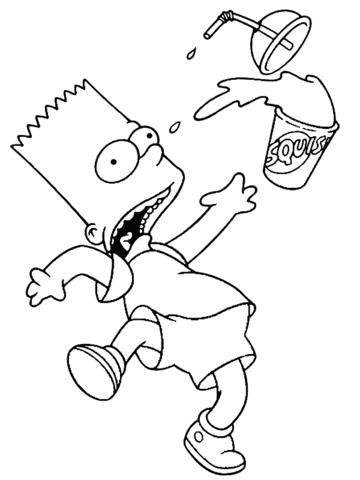 Oops Bart Squished The Drink  Coloring page