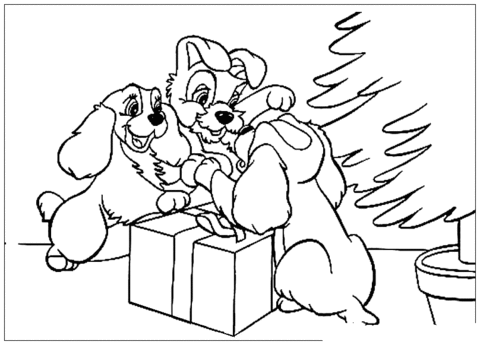 Opening Christmas Presents  Coloring page