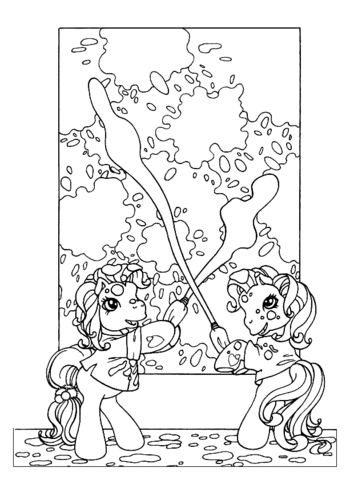 Ponies are painting The Wall  Coloring page