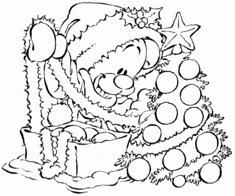 Pimboli And New Year Tree  Coloring page