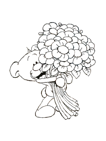 Pimboli With Bunch Of Flowers  Coloring page