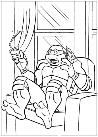 Donatello's Pizza And Coke  Coloring page