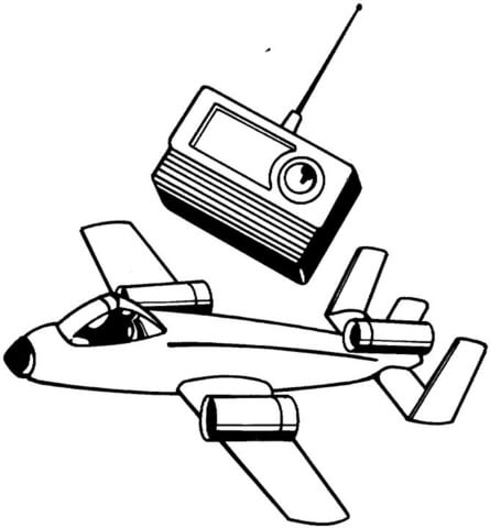 Plane And Radio receiver Coloring page