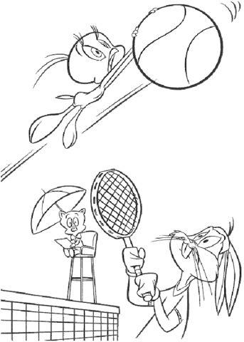 Ponies are Playing Tennis  Coloring page