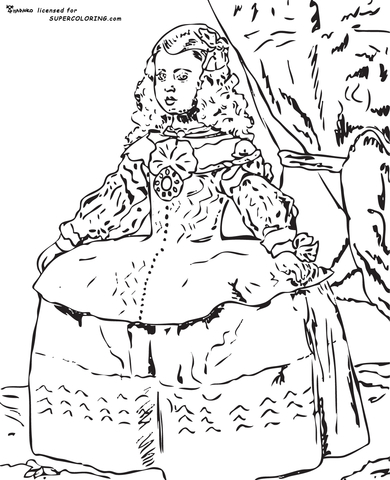 Portrait Of The Infanta Margarita By Diego Velazquez Coloring page