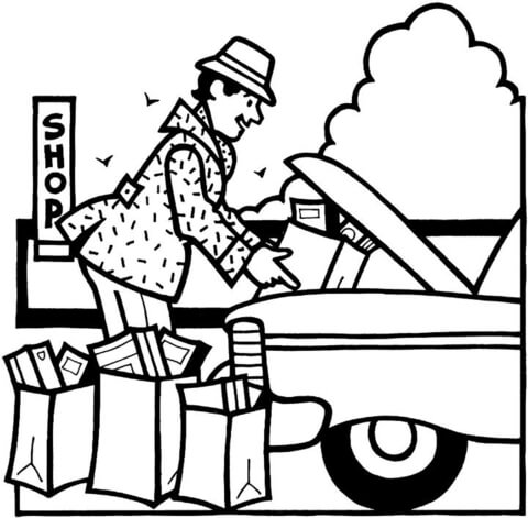 Putting Presents In The Car  Coloring page