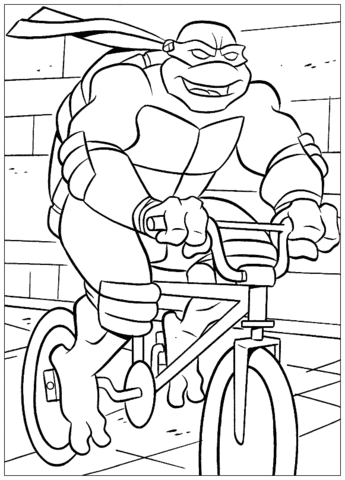 Raphael On The Bike  Coloring page