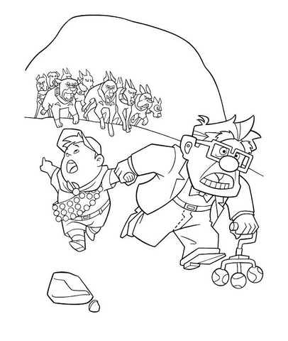 Running Away From Crazy Dogs  Coloring page