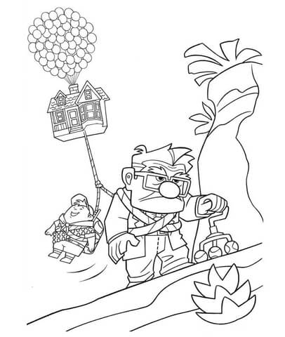 Russell Goes Up On The Balloons  Coloring page