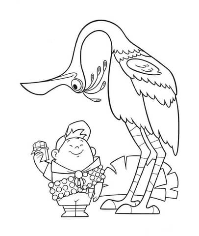 Russell and a giant Bird  Coloring page