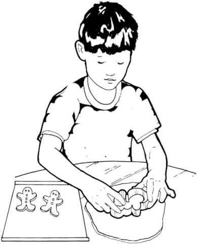 Setting Cookies On The Baking Tray  Coloring page