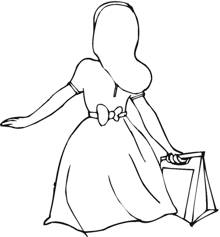 A woman bought A Nice Dress  Coloring page