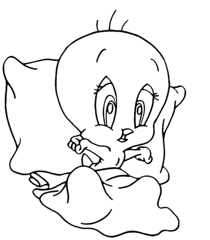 Sleepy Tweety Coloring page