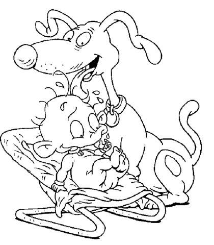 Spike Licking Tommy  Coloring page