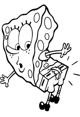 Sponge Bob confused Coloring page