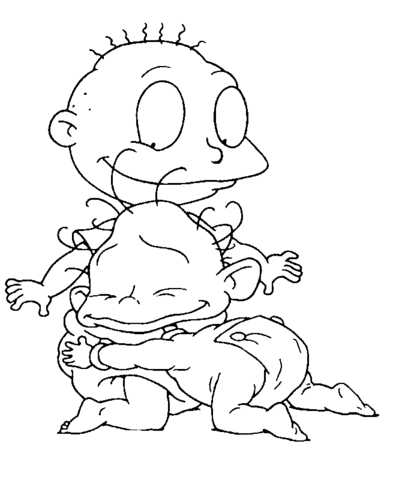 Susie Hugs Tommy  Coloring page