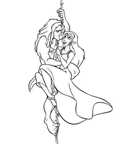 Tarzan and His Love Jane Porter Coloring page