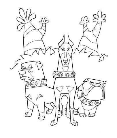 Alpha, Beta and Gamma dogs Coloring page