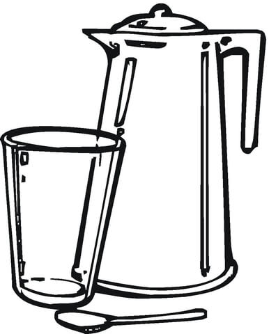 Teapot And Glass  Coloring page