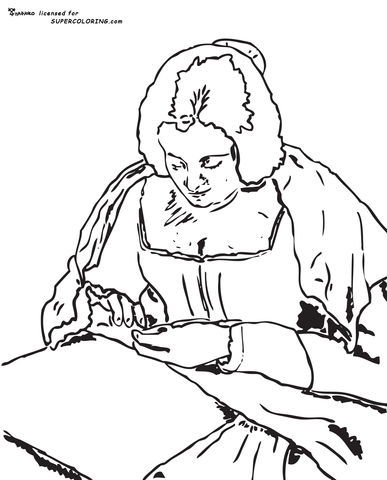 The Needlewoman by Diego Velazquez Coloring page