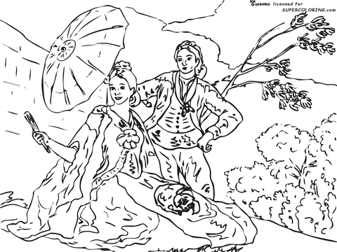 The Parasol By Francisco De Goya  Coloring page