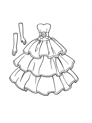 A Dress that goes with gloves  Coloring page