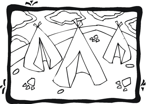 Three Wigwams  Coloring page