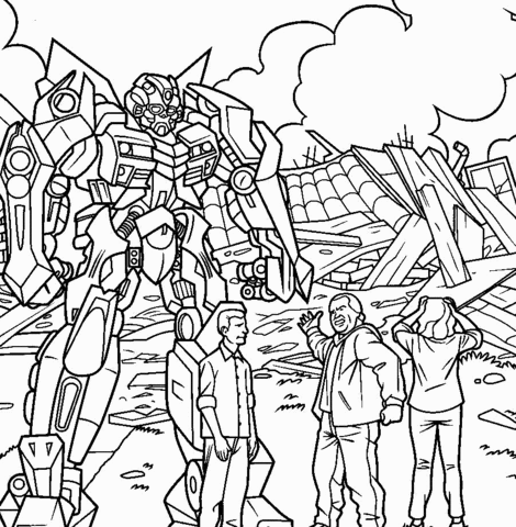 Transformers And Humans Coloring page