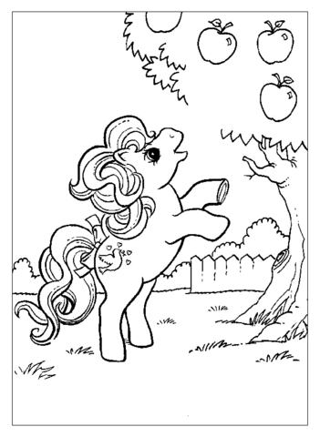 Pony is Trying To Get An Apple  Coloring page