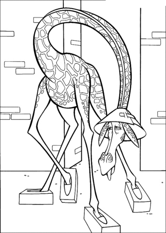 Melman Mankiewicz is Washing The Floor  Coloring page