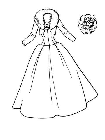 Winter Wedding Dress  Coloring page