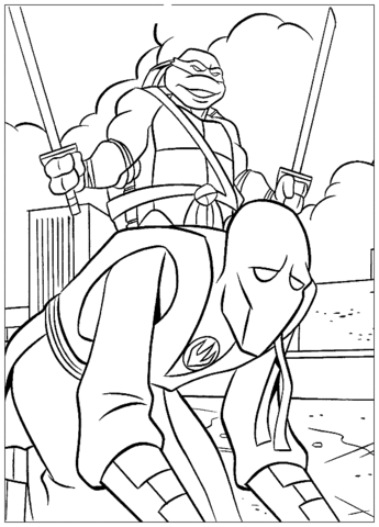 Leonardo is Winning Over The Enemy  Coloring page