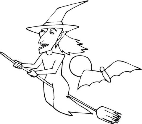 Witch Flying  Coloring page