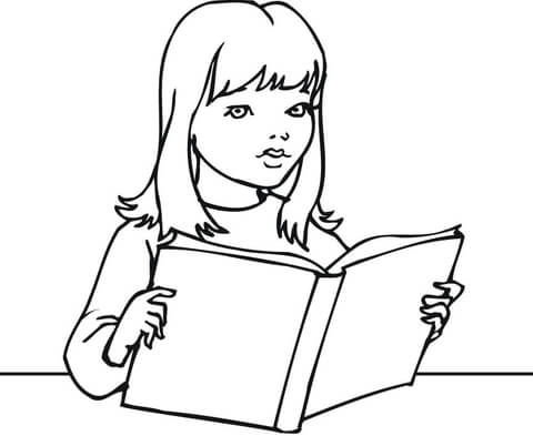 A Girl Reading a Book Coloring page