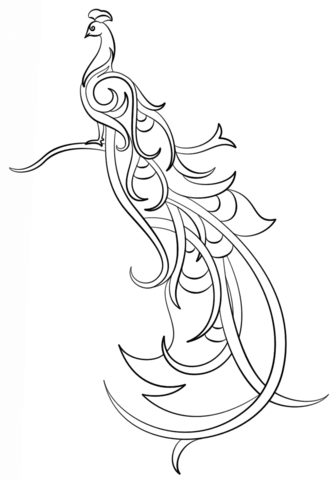 Abstract Peacock Coloring page