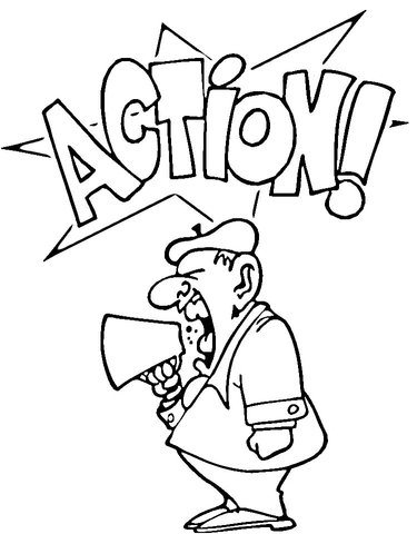 Film Director: "Action!"  Coloring page