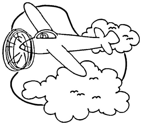 Airplane in Sky  Coloring page