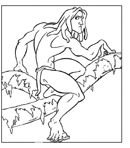 Alarmed Tarzan  Coloring page