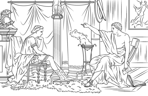 Alexander the Great and Aristotle Coloring page