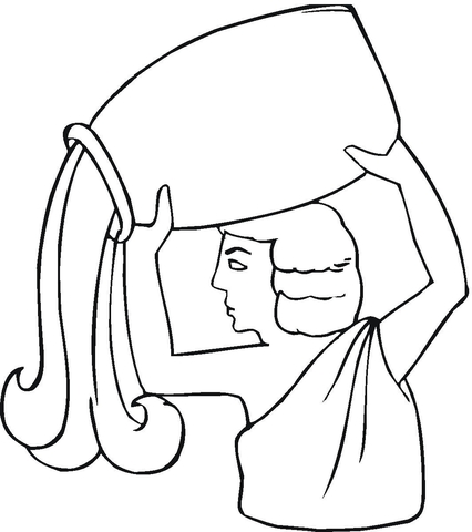 Aquarius zodiac sign Coloring page