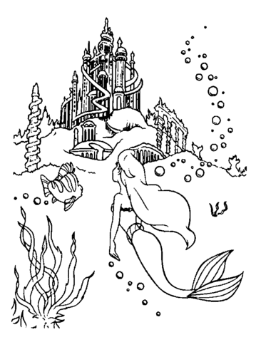 Ariel Is Going To The Castle  Coloring page