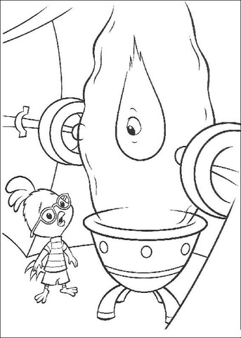 Chicken little asking about aliens Coloring page