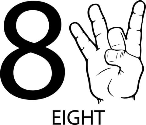 ASL Number Eight Coloring page