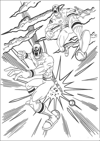 Power Rangers attack Coloring page