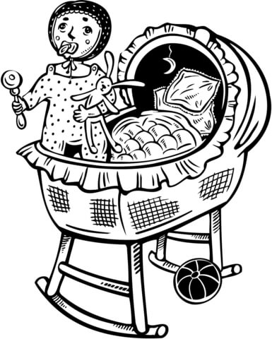 Baby in bed Coloring page