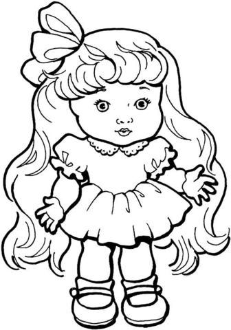 Baby Girl Doll with Long Hair  Coloring page