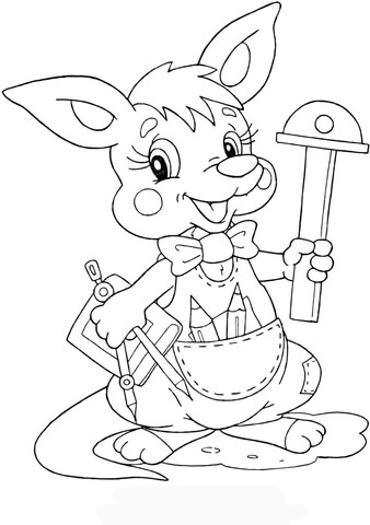 Baby Kangaroo at school Coloring page