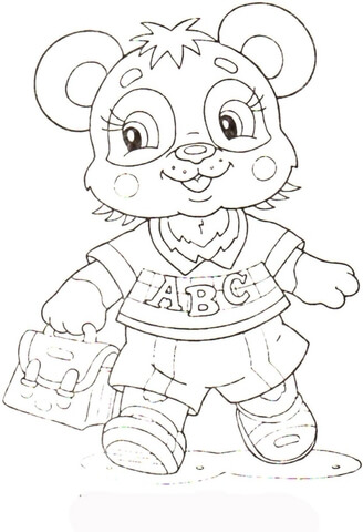 Baby Panda at school Coloring page