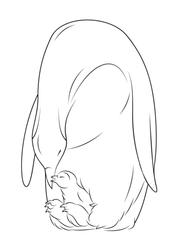 Baby Penguin with Mother Coloring page