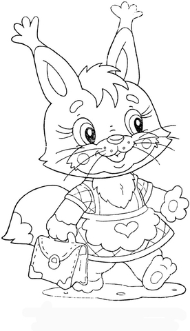 Baby Squirrel at school Coloring page